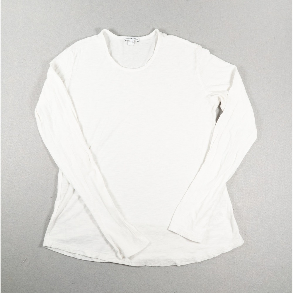 James Perse Womens Long Sleeve Tee  Slub Knit White Size 1 Minimalist
